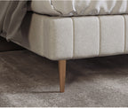 Bed Frame Velvet Fabric Platform Bed Thick Padded Headboard Premium Wooden Frame Bedroom