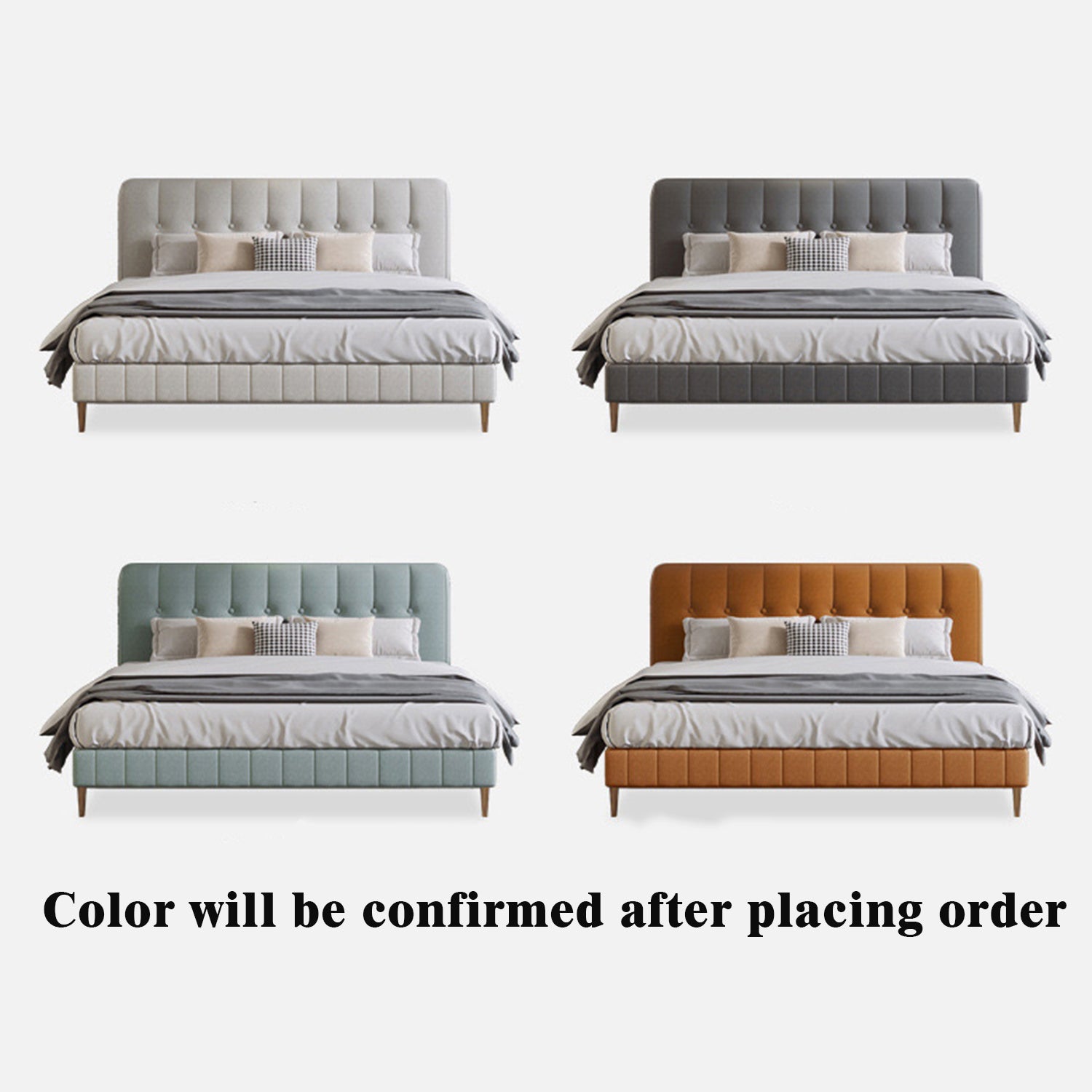 Bed Frame Velvet Fabric Platform Bed Thick Padded Headboard Premium Wooden Frame Bedroom