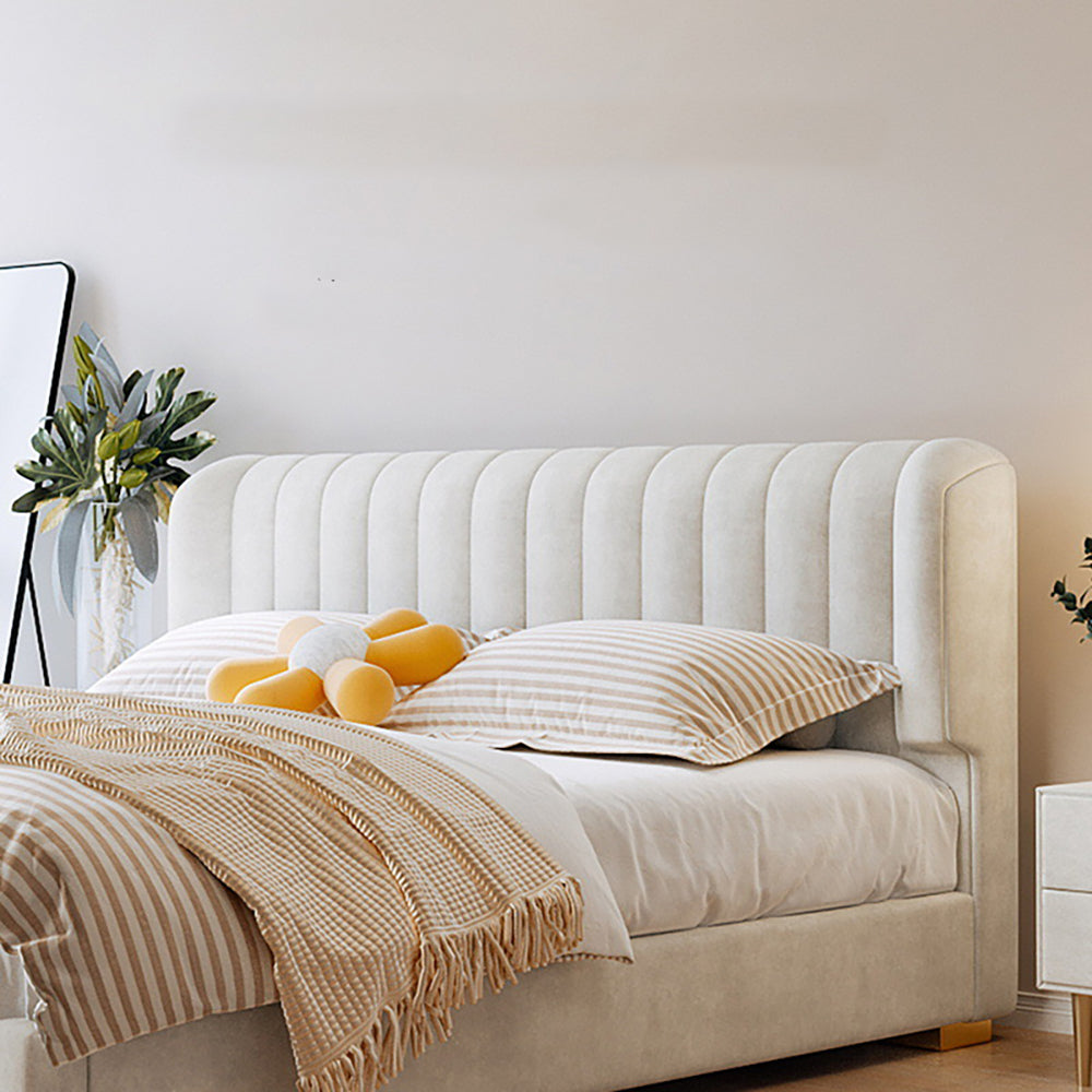 Maple Home Upholstered Bed Frame – Custom Sizes & Colors, Vertical Stripes, UAE-Made