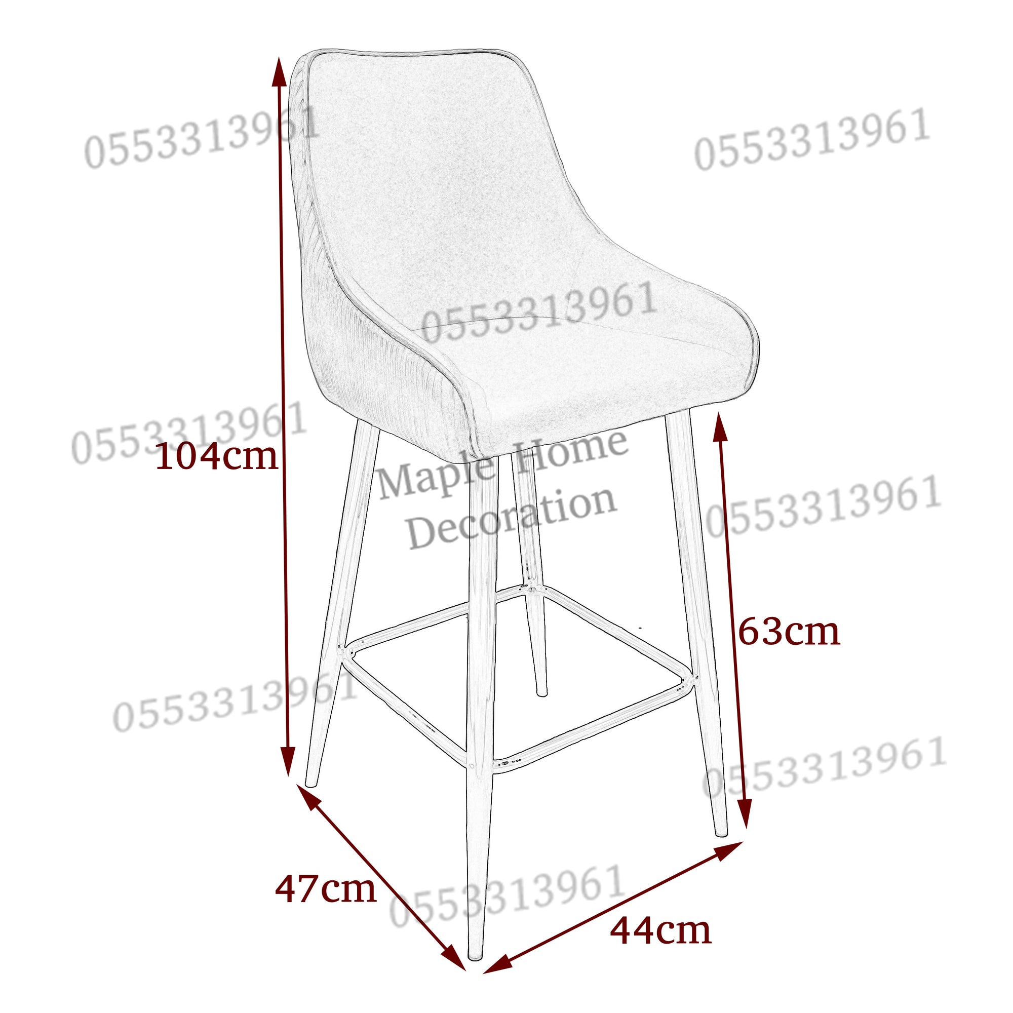 High Bar Stool 75cm Legs Stable Stylish Seating