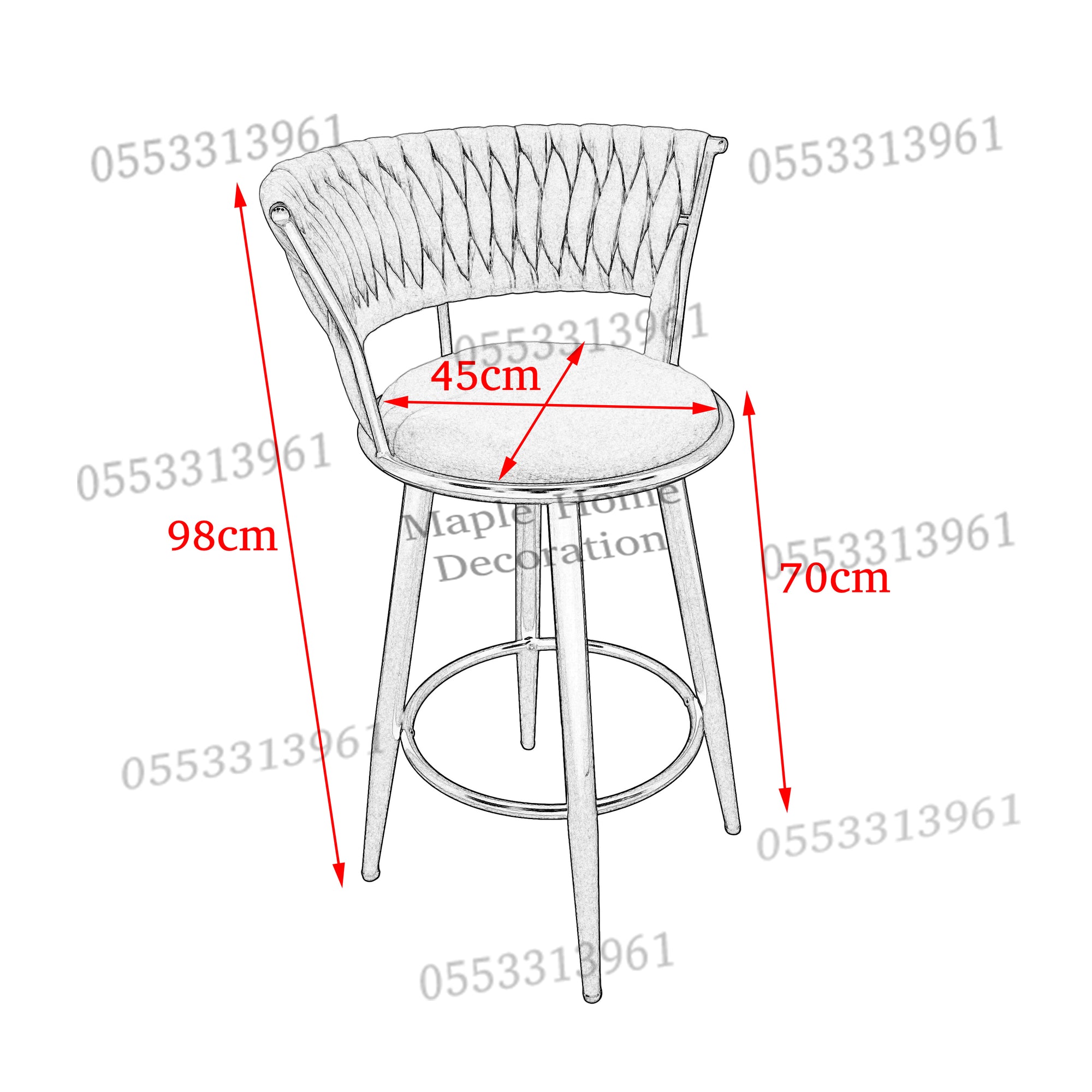 High Bar Stool 75cm Legs Stable Stylish Seating