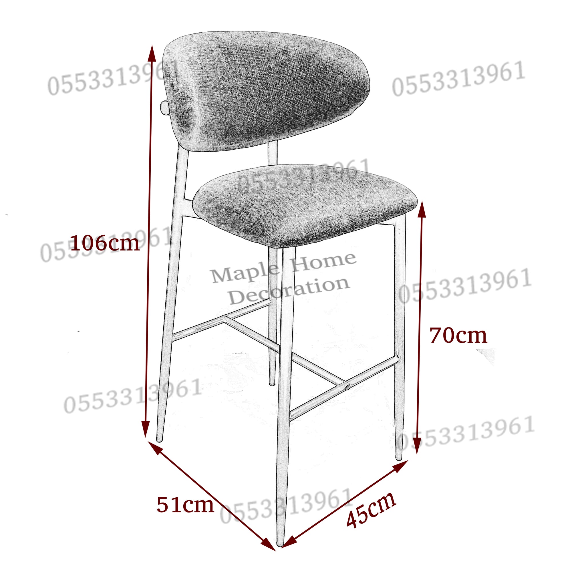High Bar Stool 75cm Legs Stable Stylish Seating