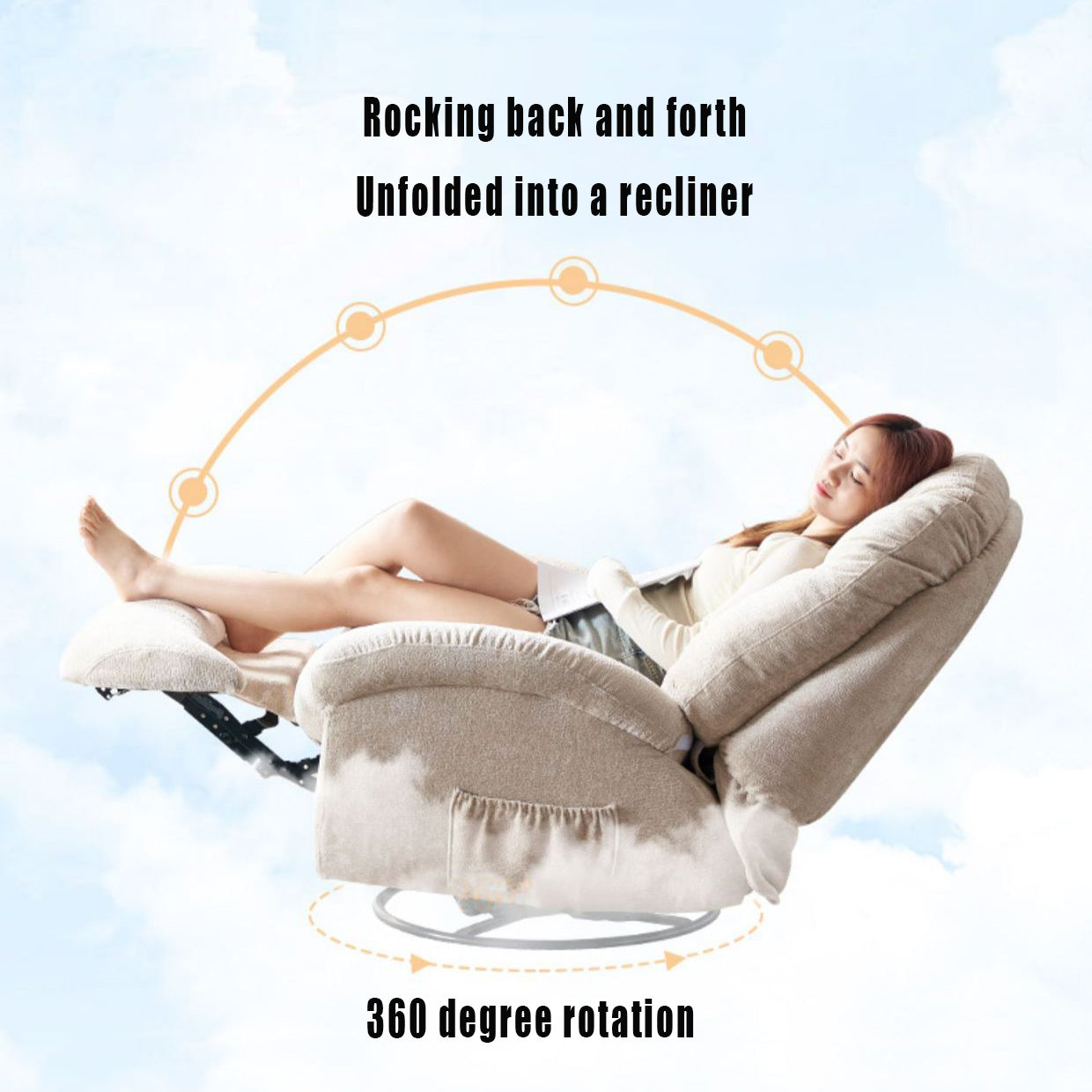 Recliner Chair,Manual/Electric Recline with Footrest, 360 Rotation & Plush Cotton Padding