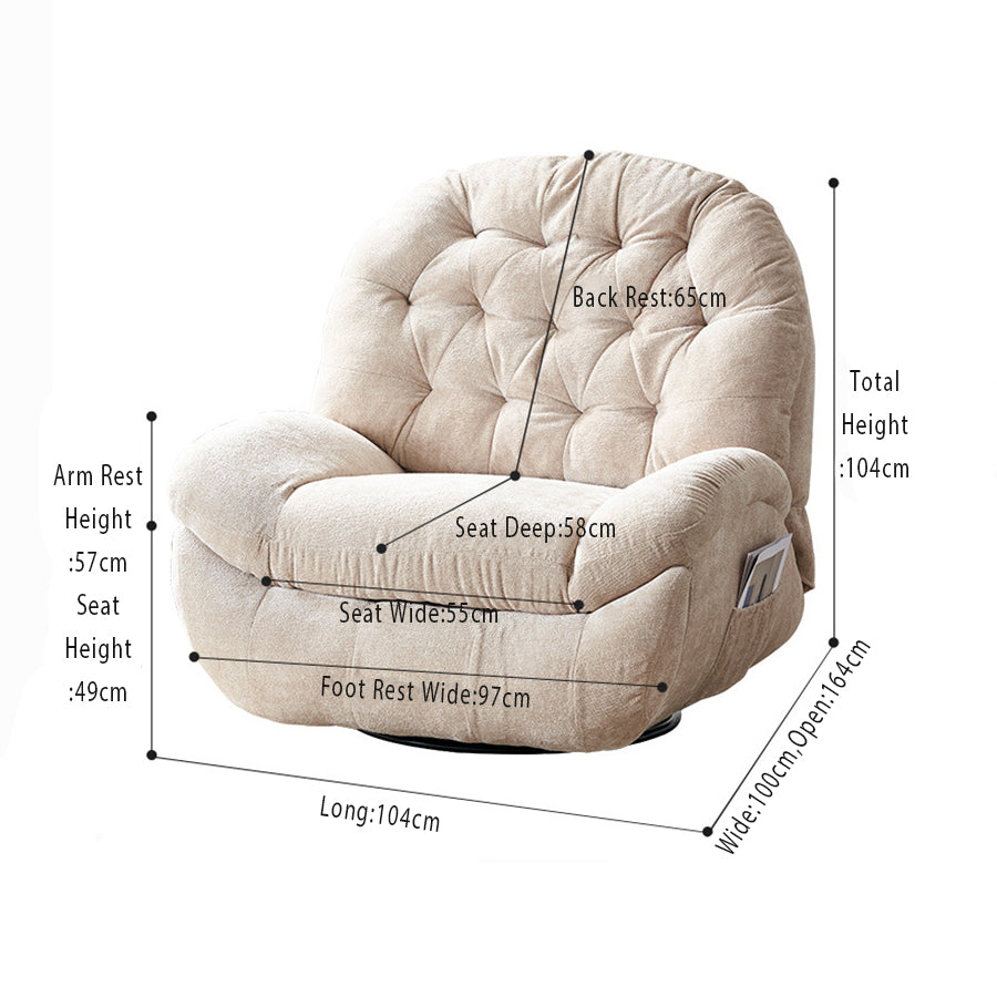 Recliner Chair,Manual/Electric Recline with Footrest, 360 Rotation & Plush Cotton Padding