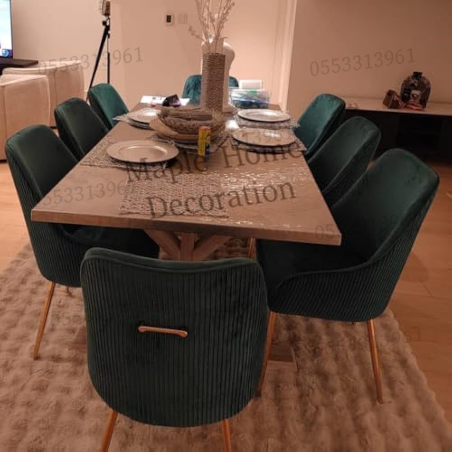 Dining Chairs Velvet Cushion Seat Chair Stainless Steel Golden Legs Dining Room Chair