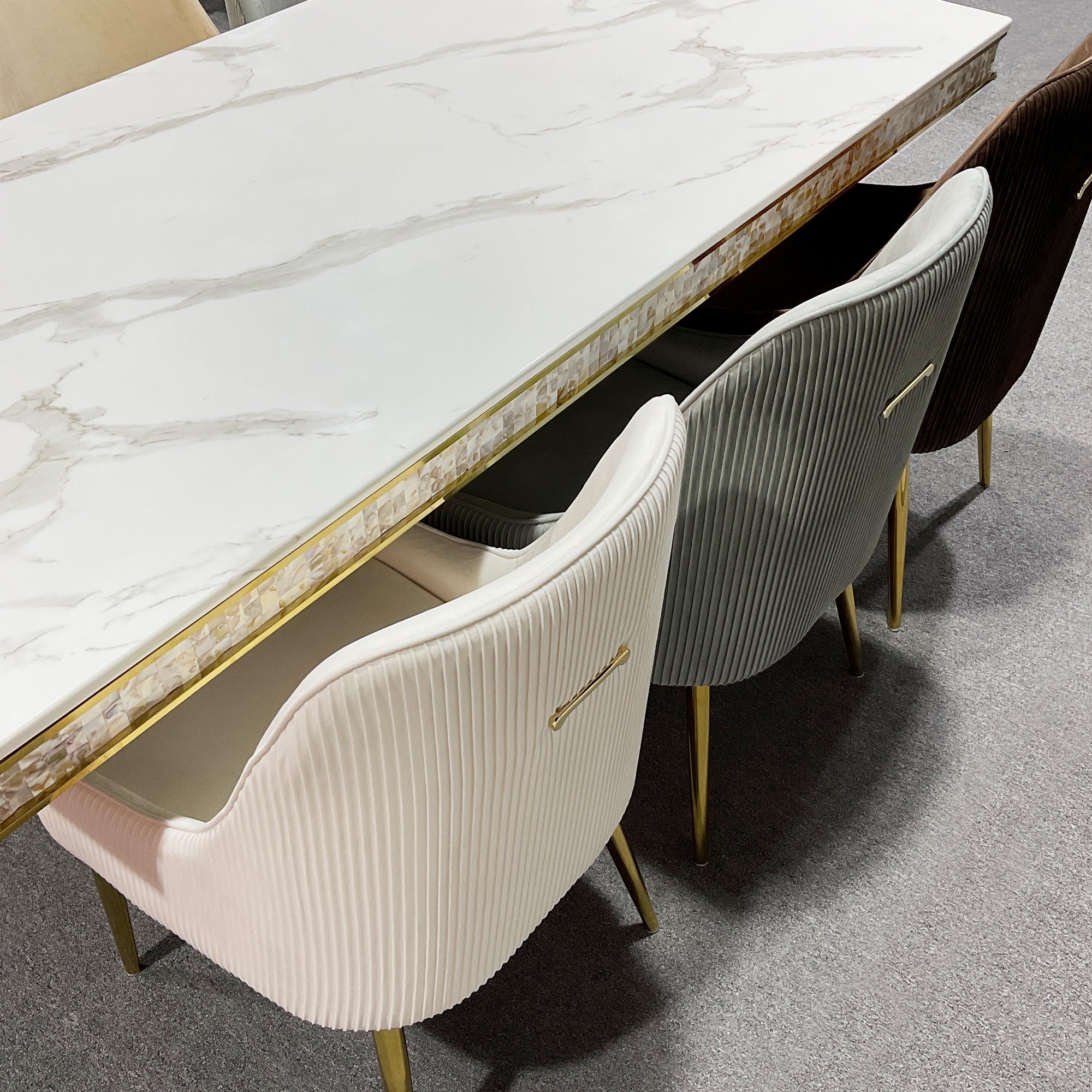 Dining Chairs Velvet Cushion Seat Chair Stainless Steel Golden Legs Dining Room Chair