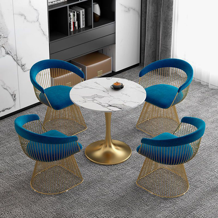 Dining Chairs Velvet Cushion Seat Chair Stainless Steel Golden Legs Dining Room Chair