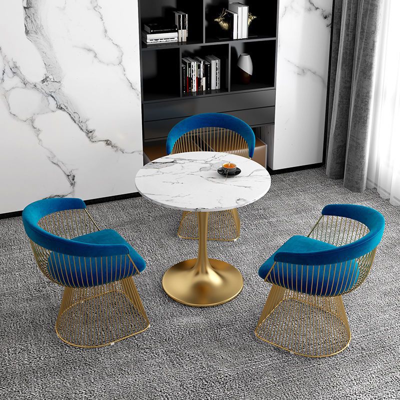 Dining Chairs Velvet Cushion Seat Chair Stainless Steel Golden Legs Dining Room Chair