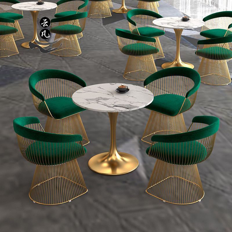 Dining Chairs Velvet Cushion Seat Chair Stainless Steel Golden Legs Dining Room Chair