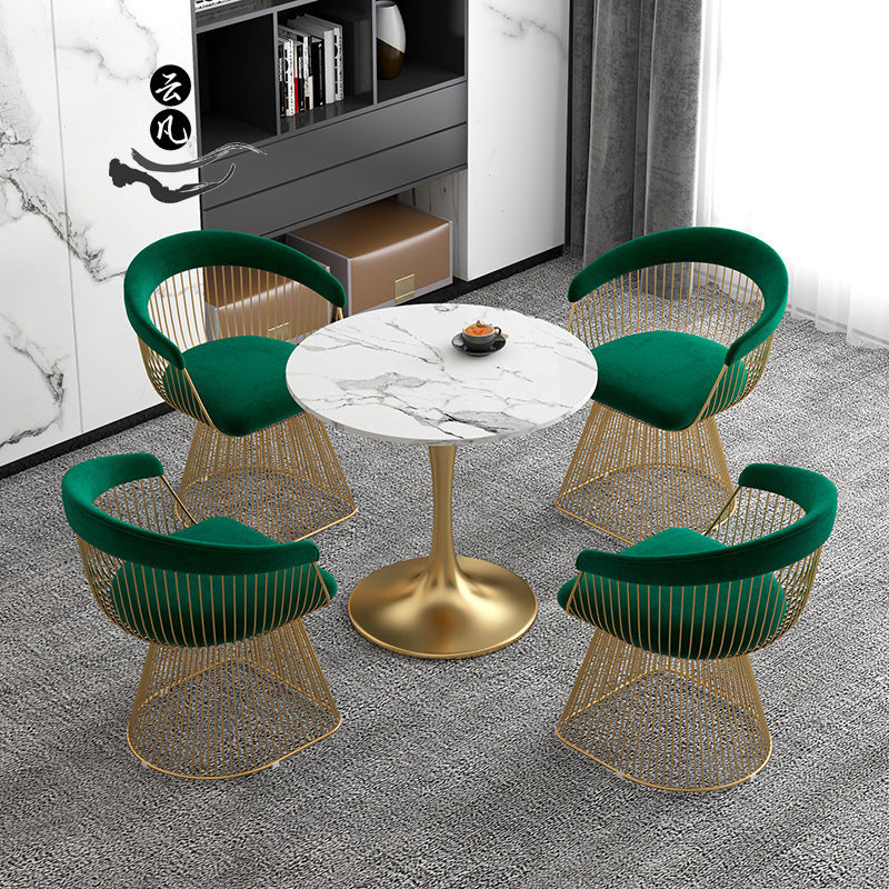 Dining Chairs Velvet Cushion Seat Chair Stainless Steel Golden Legs Dining Room Chair