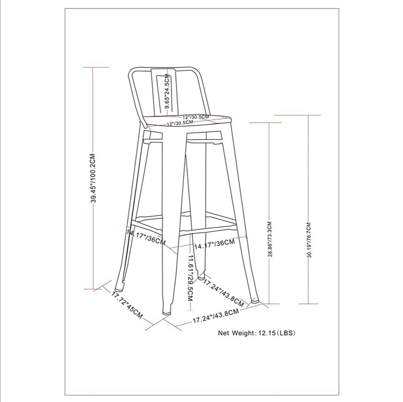 High Bar Stool 75cm Legs Stable Stylish Seating