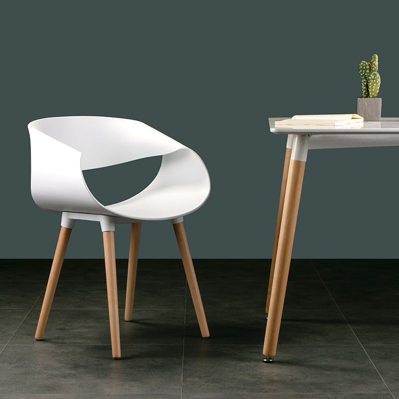 Dining Chairs Plastic Seat Wood Legs Restaurant Chair