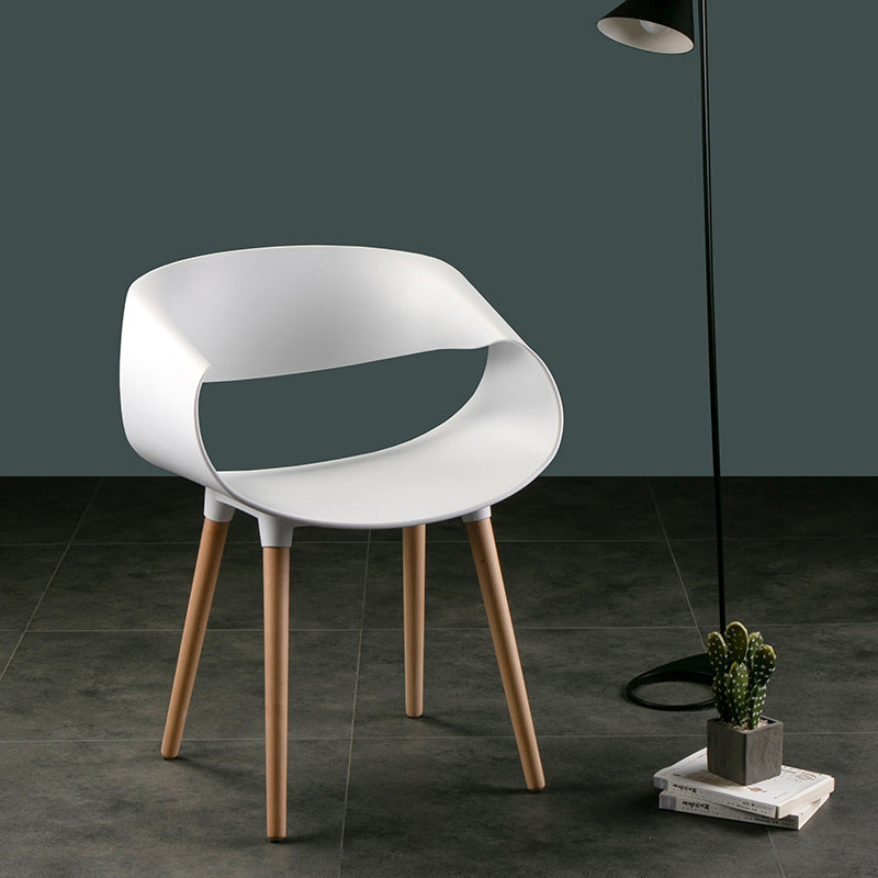 Dining Chairs Plastic Seat Wood Legs Restaurant Chair