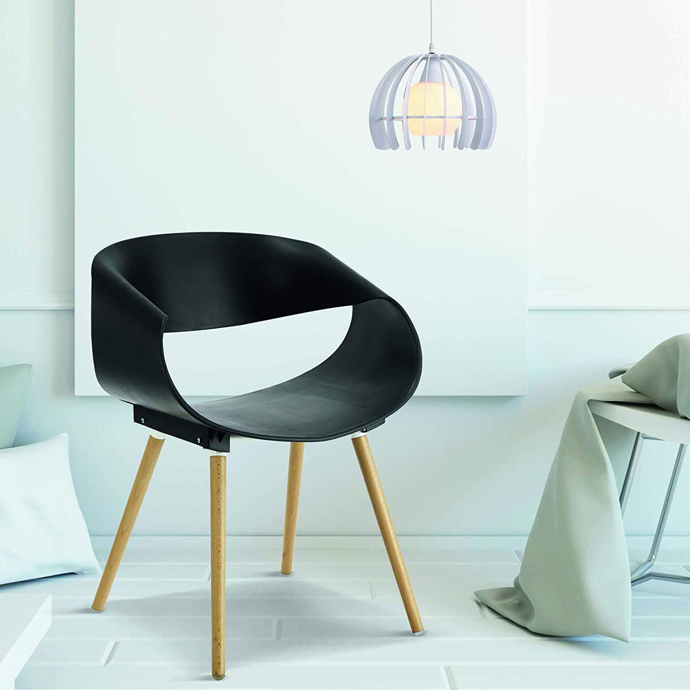 Dining Chairs Plastic Seat Wood Legs Restaurant Chair
