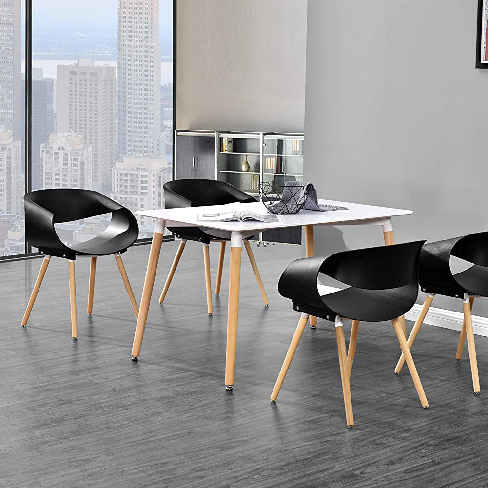 Dining Chairs Plastic Seat Wood Legs Restaurant Chair