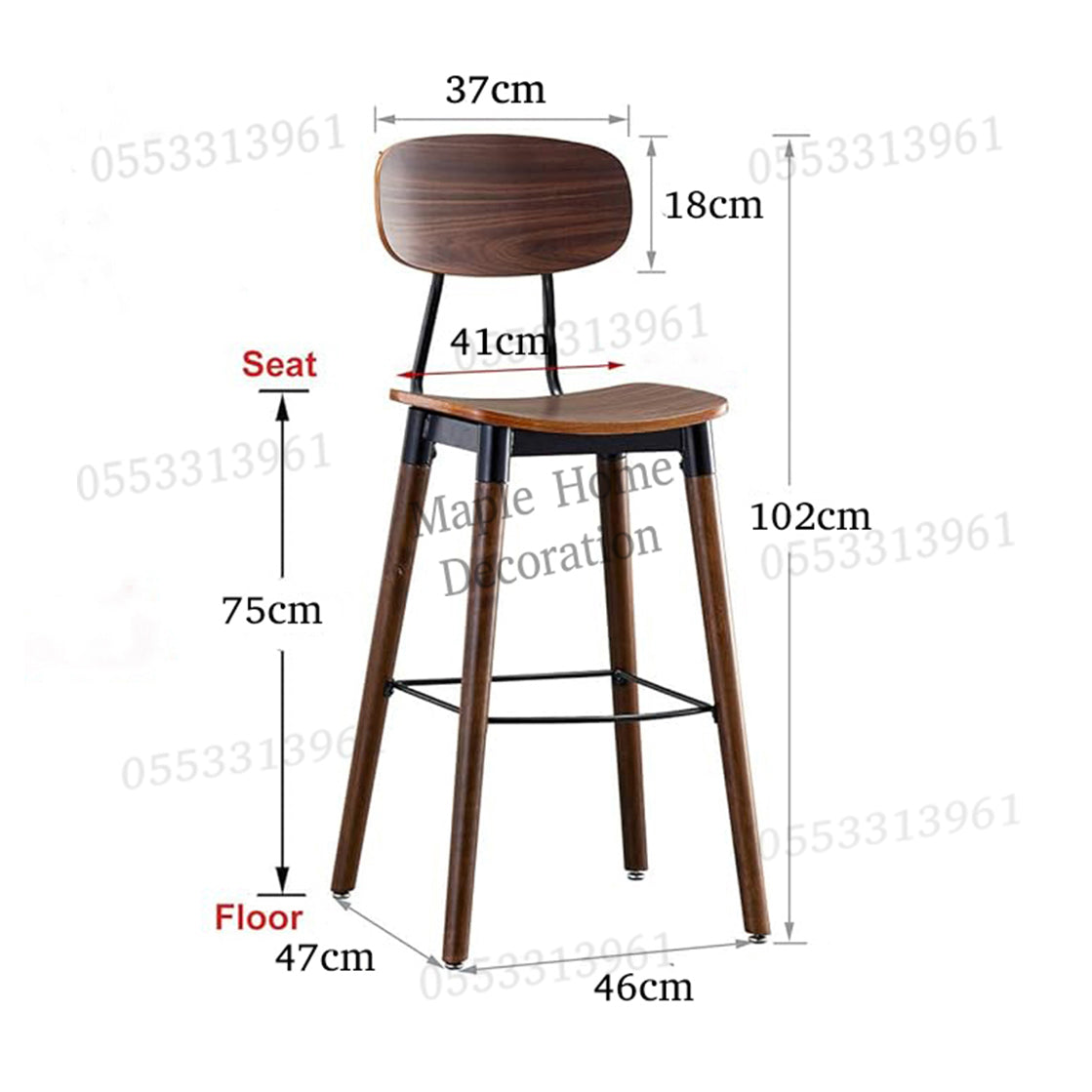 High Bar Stool 75cm Legs Stable Stylish Seating