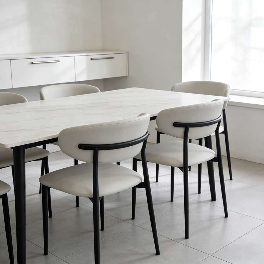 Premium Artificial Leather Dining Chair by MAPLE HOME DECORATION - Modern Minimalist Ergonomic Restaurant Chair with Sturdy Metal Frame, Ideal for UAE Homes, Hotels & Small Apartments