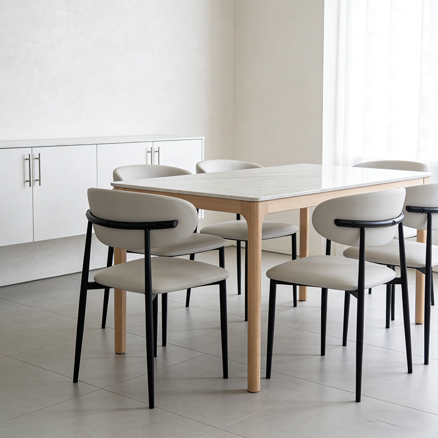 Premium Artificial Leather Dining Chair by MAPLE HOME DECORATION - Modern Minimalist Ergonomic Restaurant Chair with Sturdy Metal Frame, Ideal for UAE Homes, Hotels & Small Apartments