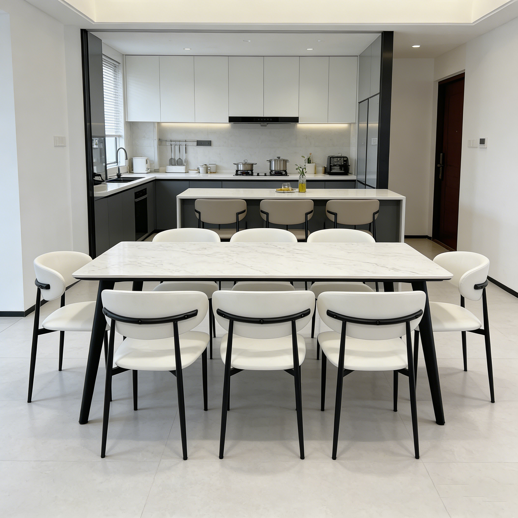 Premium Artificial Leather Dining Chair by MAPLE HOME DECORATION - Modern Minimalist Ergonomic Restaurant Chair with Sturdy Metal Frame, Ideal for UAE Homes, Hotels & Small Apartments