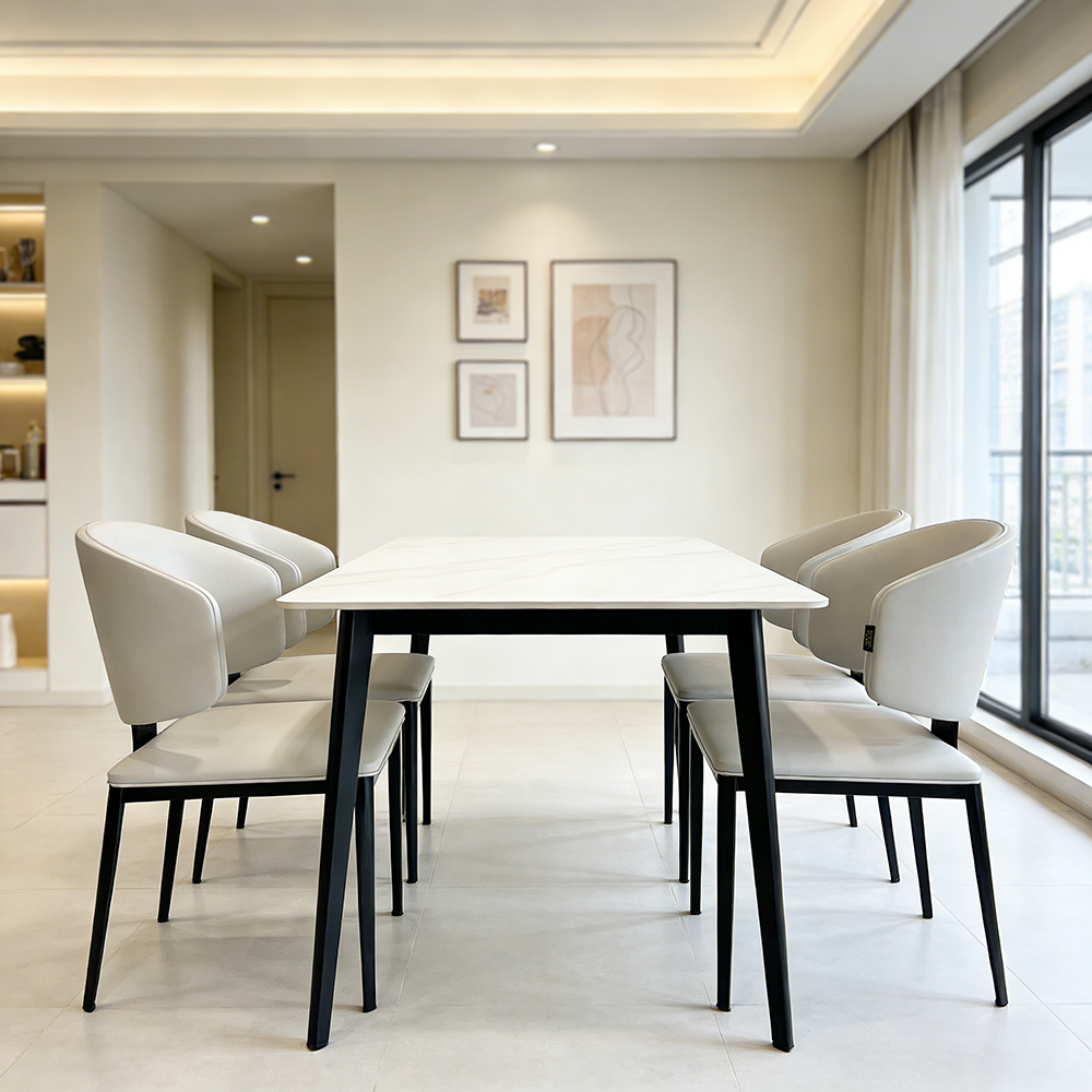 Premium Artificial Leather Dining Chair by MAPLE HOME DECORATION - Modern Minimalist Ergonomic Restaurant Chair with Sturdy Metal Frame, Ideal for UAE Homes, Hotels & Small Apartments