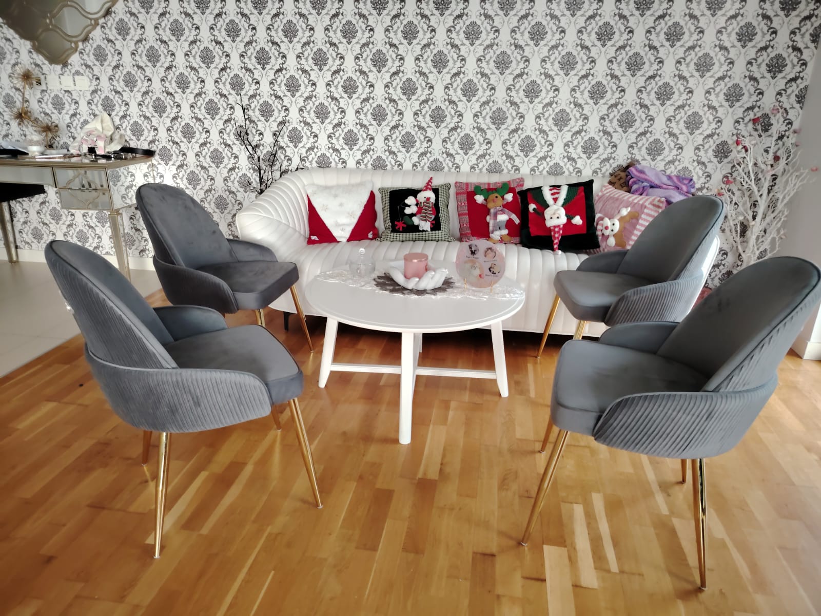 Dining Chairs Velvet Cushion Seat Chair Stainless Steel Golden Legs Dining Room Chair