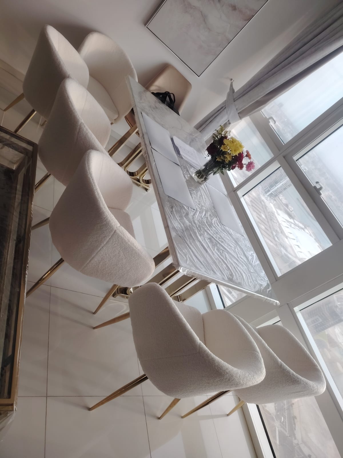 Dining Chairs Velvet Cushion Seat Chair Stainless Steel Golden Legs Dining Room Chair