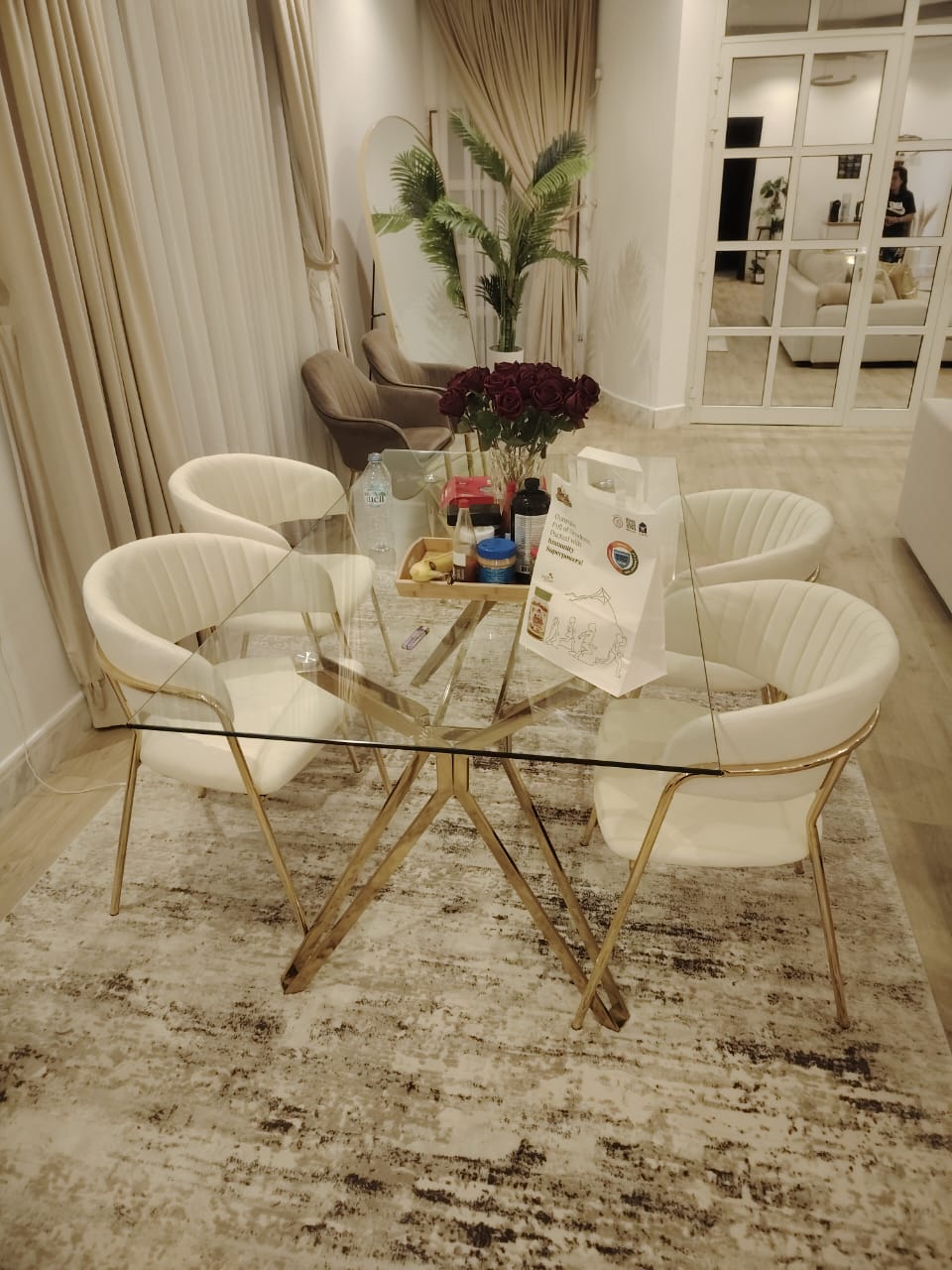 Dining Chairs Velvet Cushion Seat Chair Stainless Steel Golden Legs Dining Room Chair