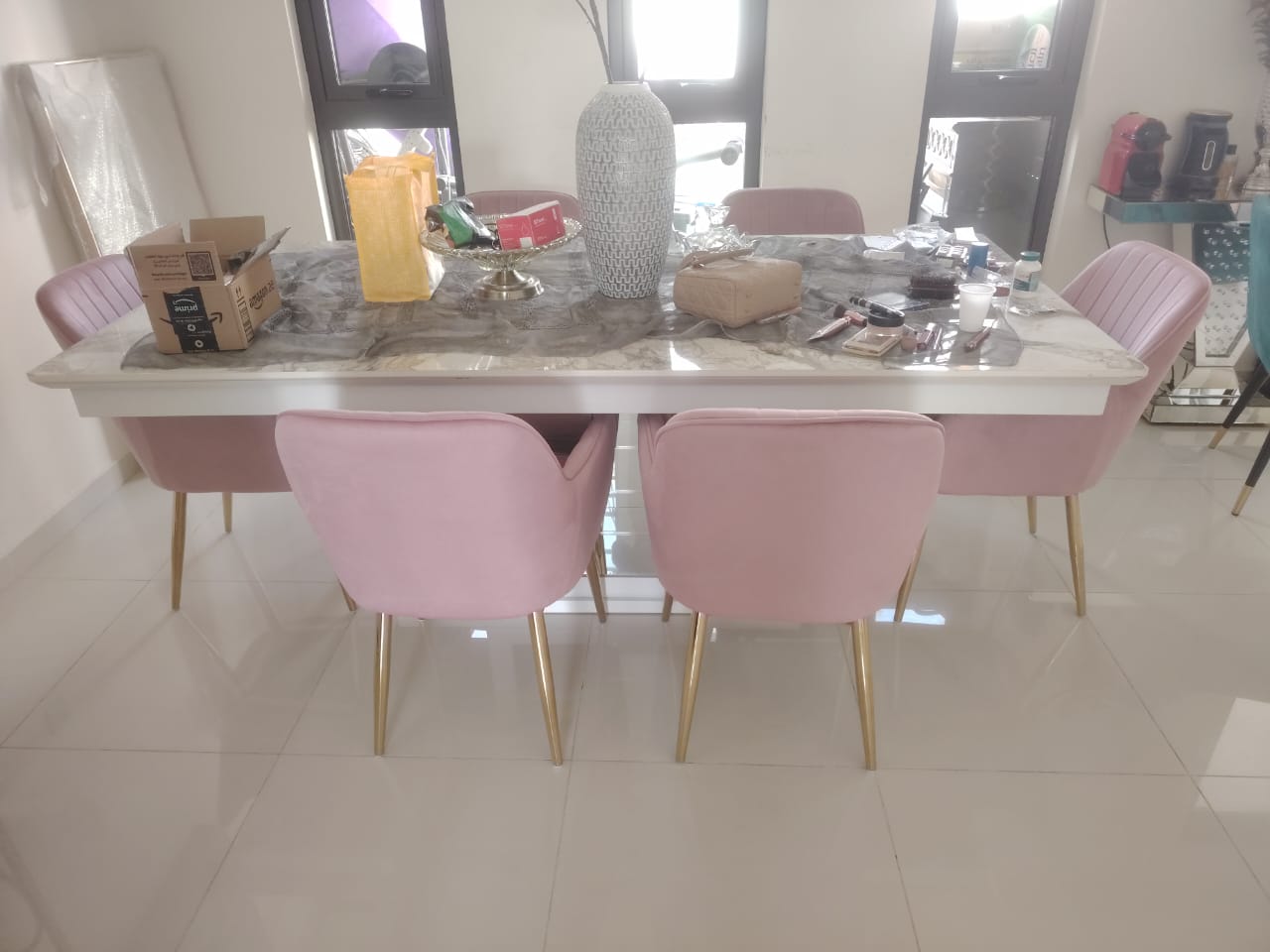 Dining Chairs Velvet Cushion Seat Chair Stainless Steel Golden Legs Dining Room Chair