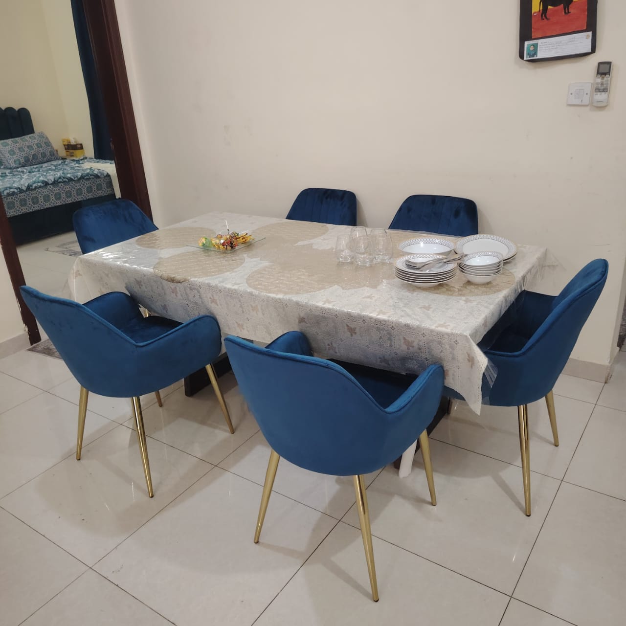 Dining Chairs Velvet Cushion Seat Chair Stainless Steel Golden Legs Dining Room Chair