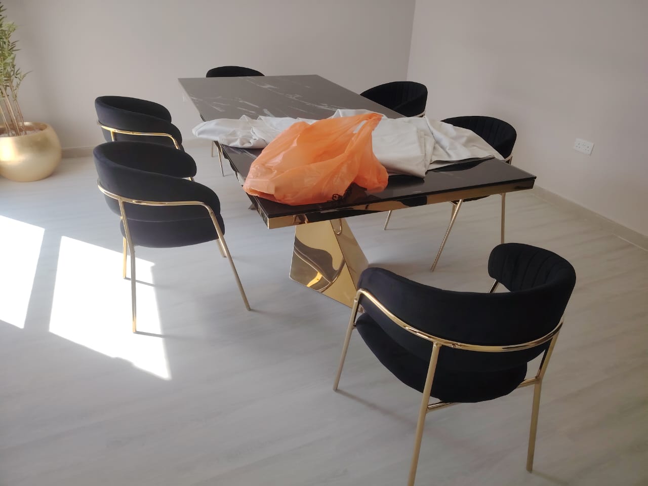 Dining Chairs Velvet Cushion Seat Chair Stainless Steel Golden Legs Dining Room Chair