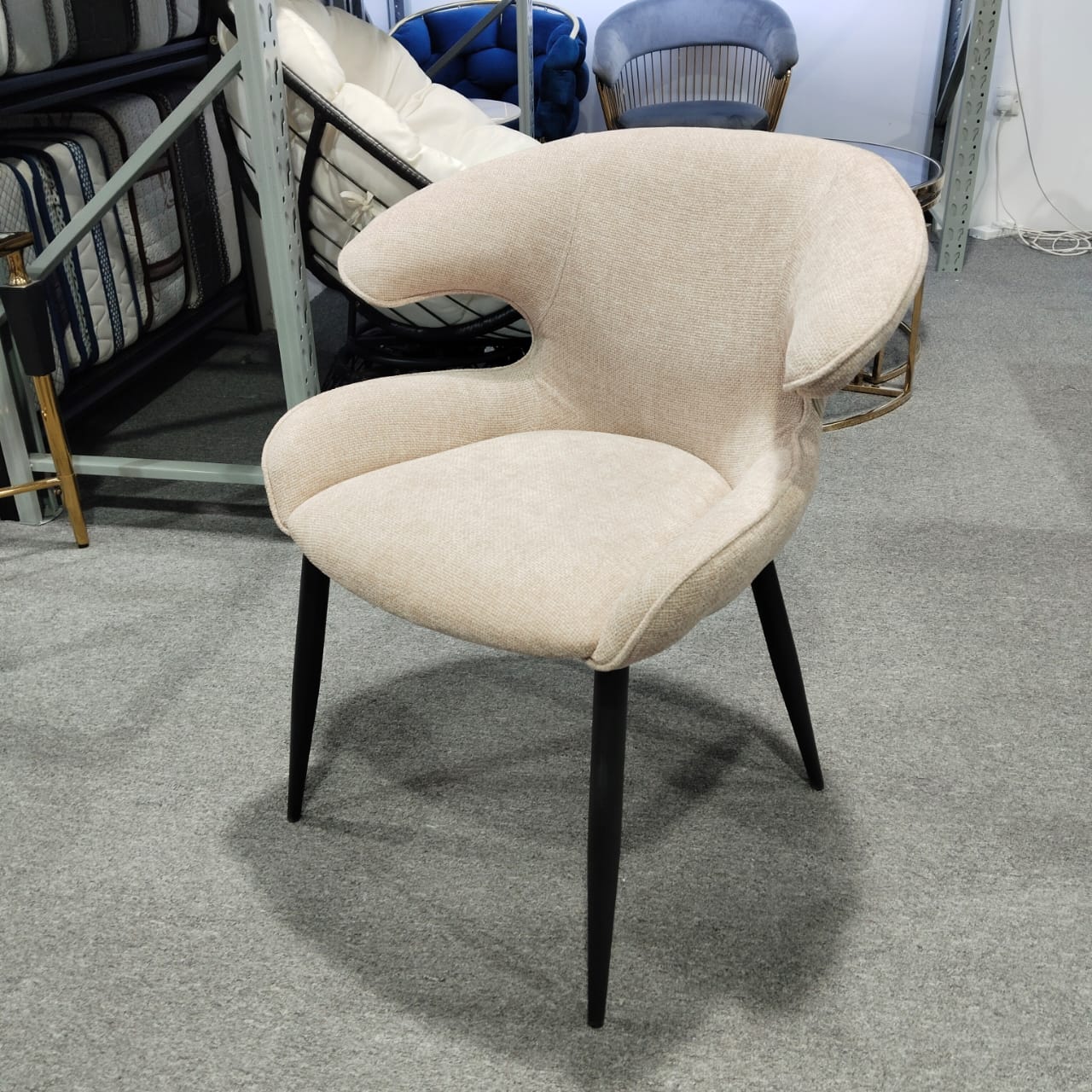 Dining Chairs Fabric Cushion Seat Chair Stainless Steel Golden Legs Dining Room Chair