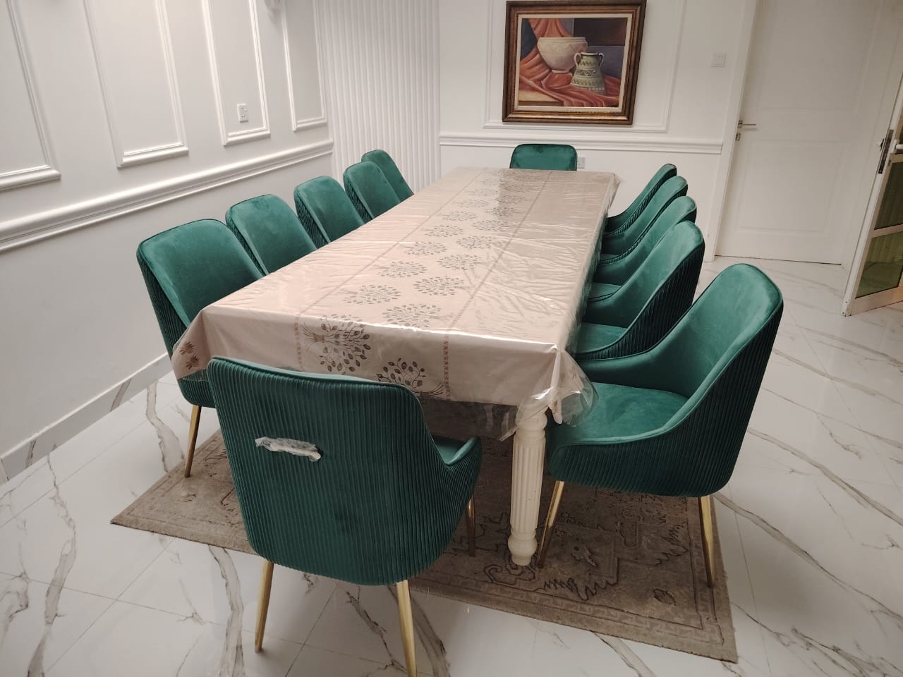 Dining Chairs Velvet Cushion Seat Chair Stainless Steel Golden Legs Dining Room Chair