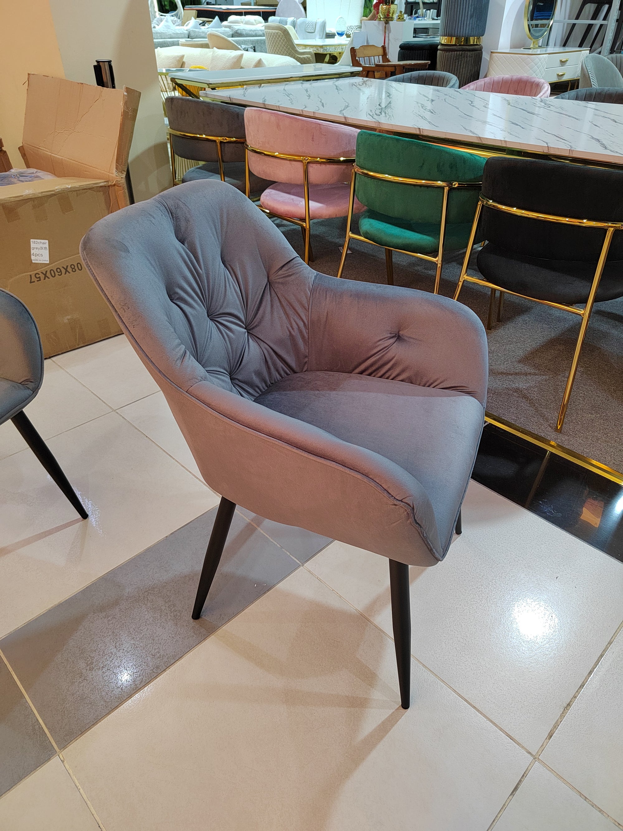 Dining Chairs Velvet Cushion Seat Chair Stainless Steel Golden Legs Dining Room Chair