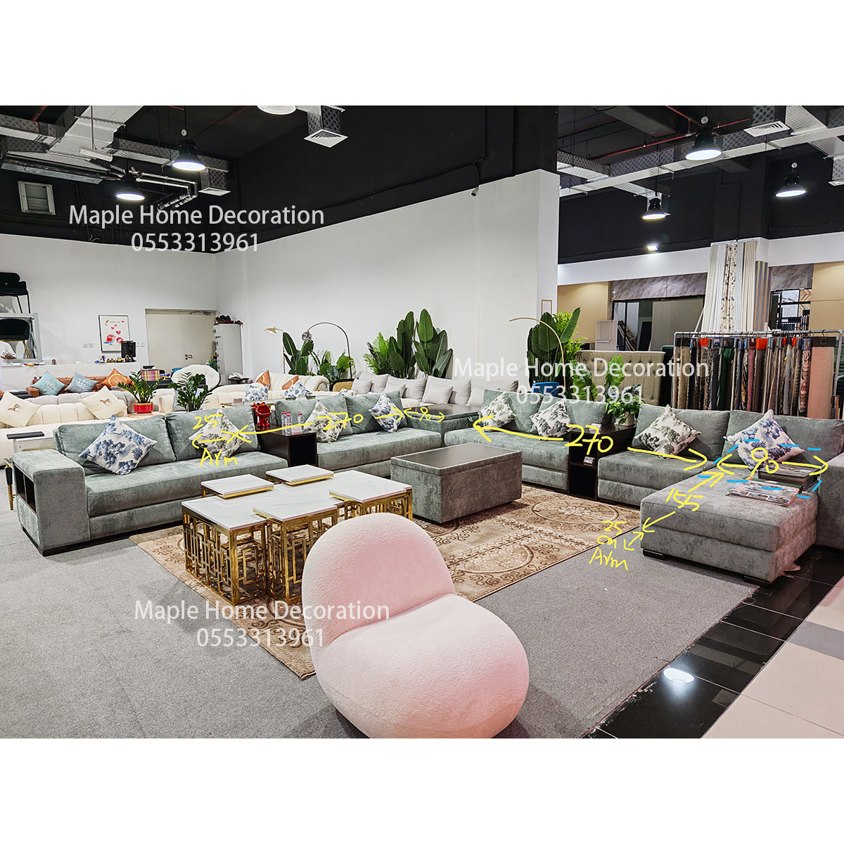 Maple Home Upholstered Sofa Set Custom Sizes & Colors,UAE-Made