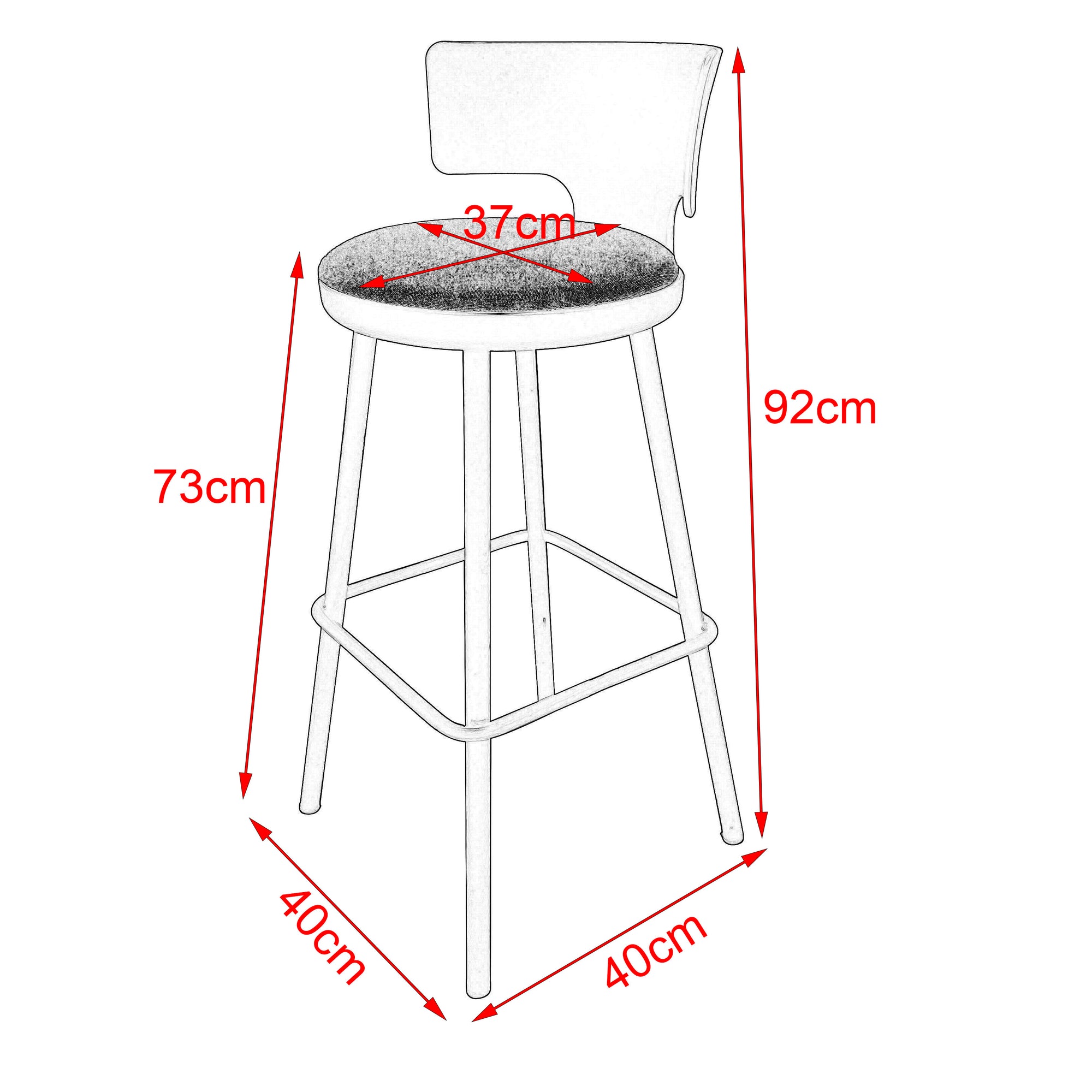 High Bar Stool 75cm Legs Stable Stylish Seating
