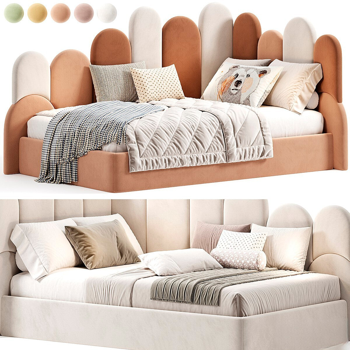 MAPLE HOME Custom Upholstered Bed Frame Modern Style with Leather/Velvet/Fabric Options