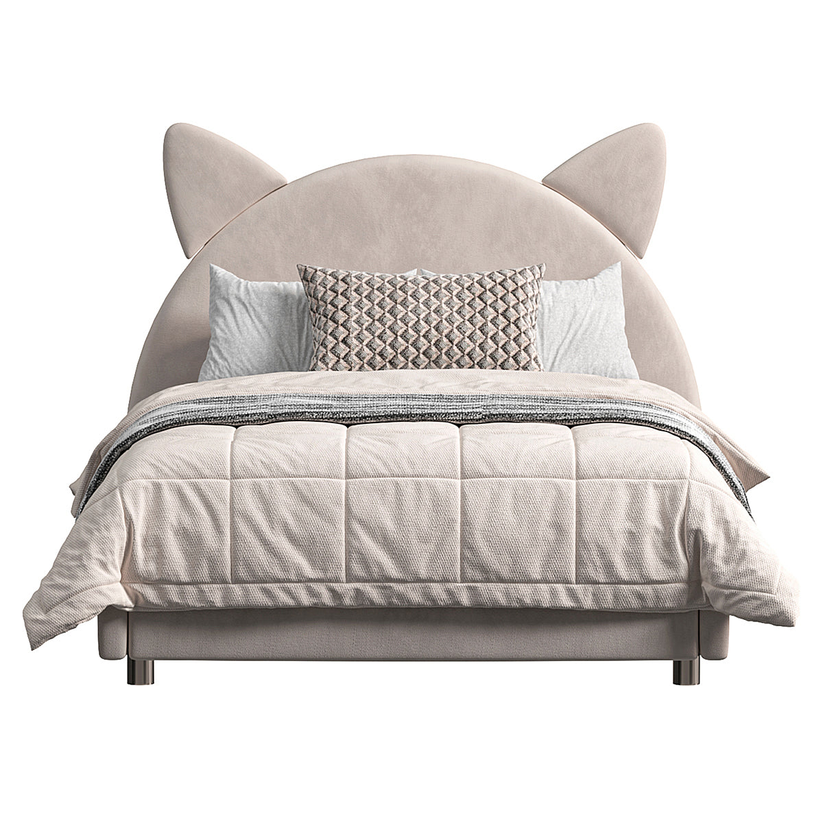MAPLE HOME Custom Upholstered Bed Frame Modern Style with Leather/Velvet/Fabric Options