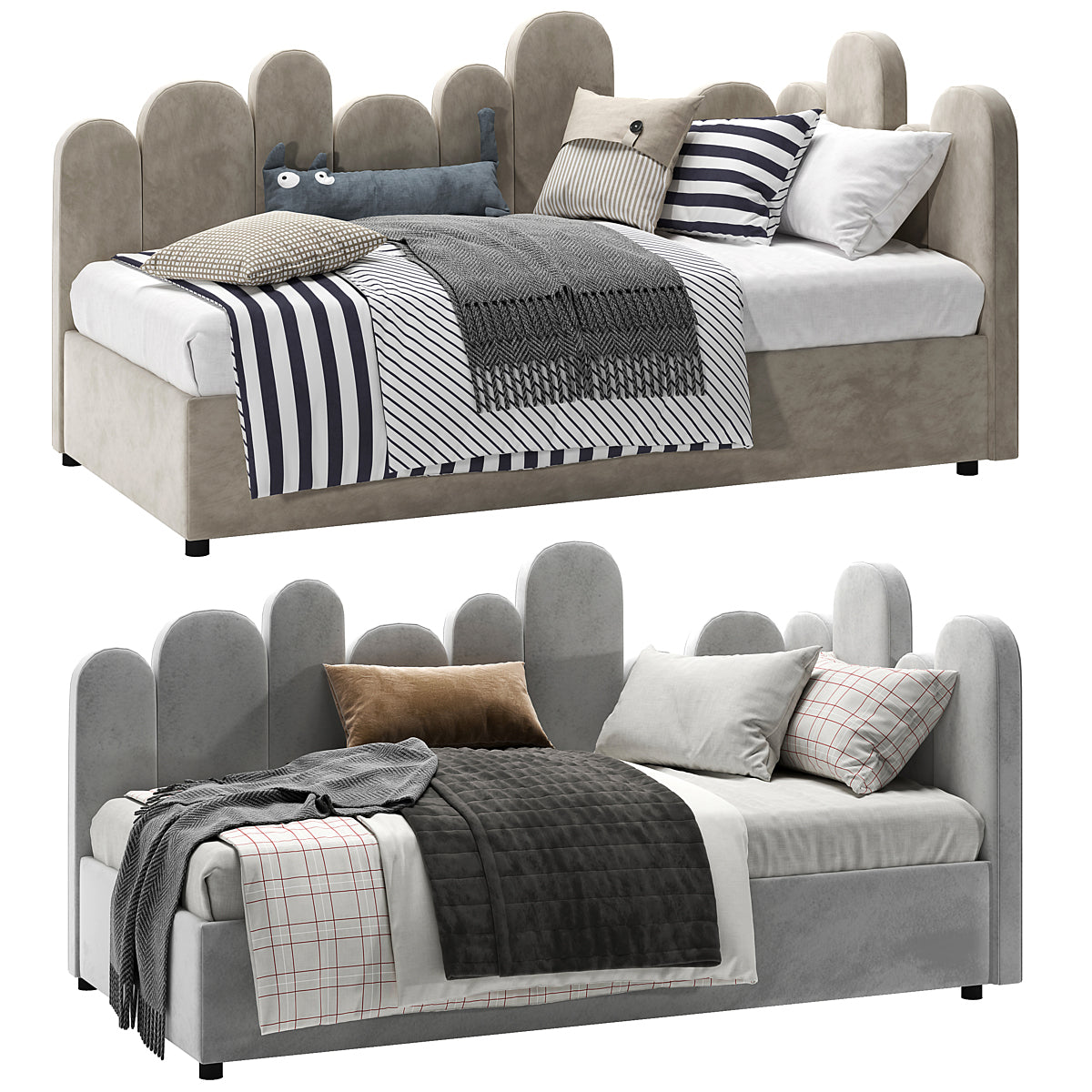 MAPLE HOME Custom Upholstered Bed Frame Modern Style with Leather/Velvet/Fabric Options