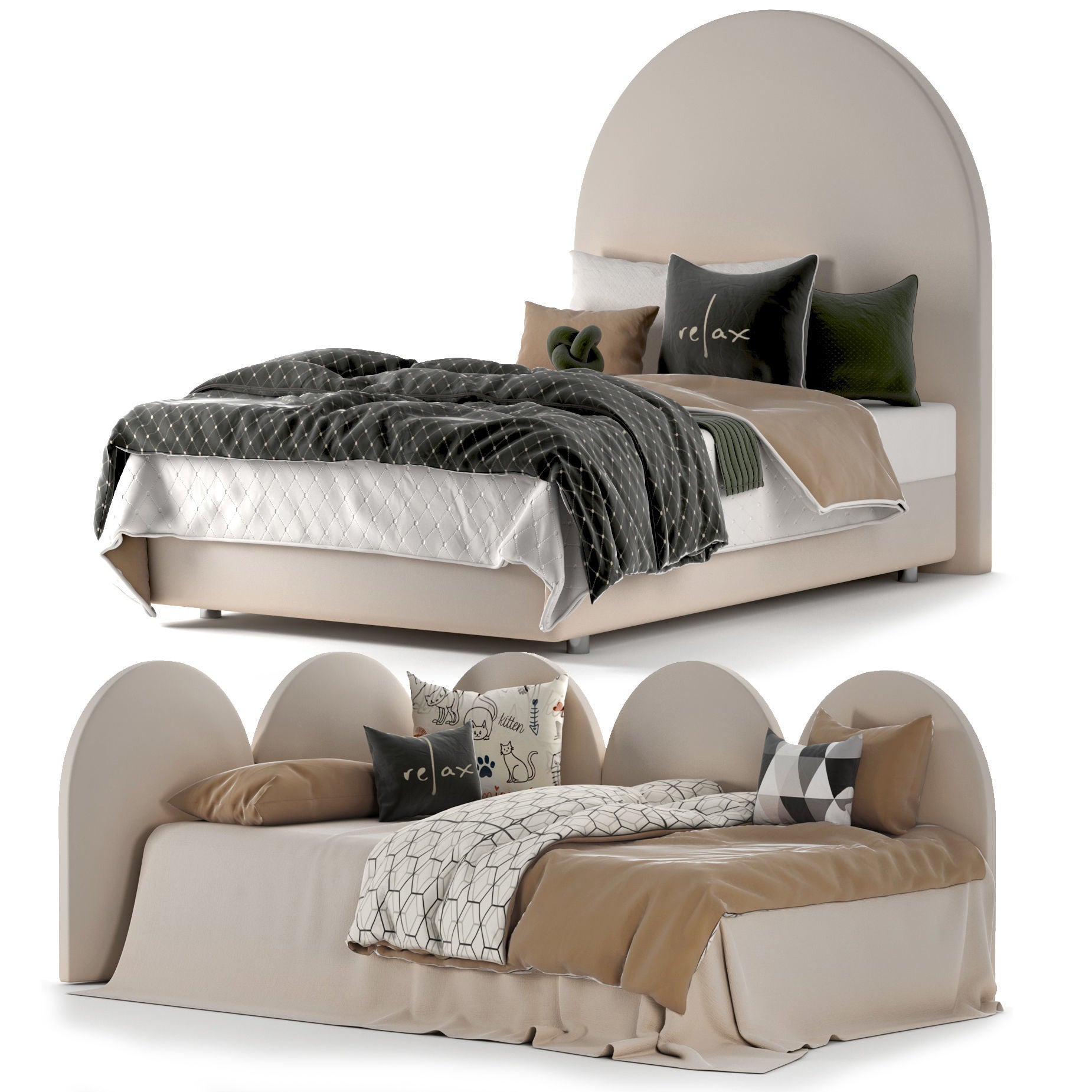 MAPLE HOME Custom Upholstered Bed Frame Modern Style with Leather/Velvet/Fabric Options