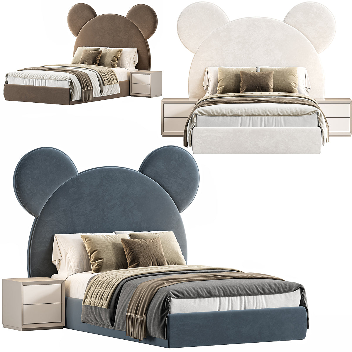 MAPLE HOME Custom Upholstered Bed Frame Modern Style with Leather/Velvet/Fabric Options