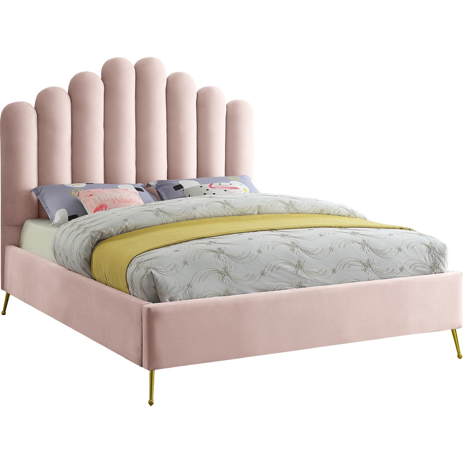 MAPLE HOME Custom Upholstered Bed Frame Modern Style with Leather/Velvet/Fabric Options