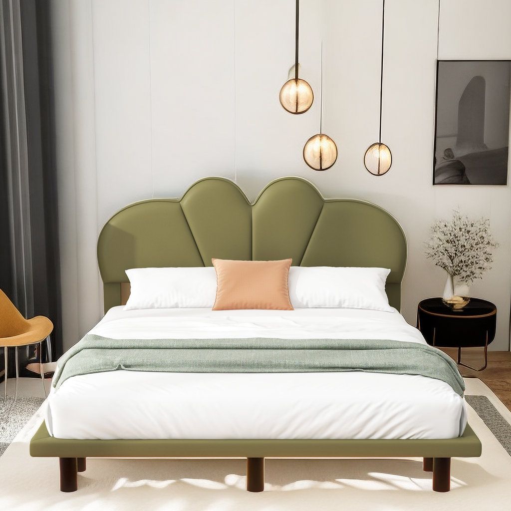 MAPLE HOME Custom Upholstered Bed Frame Modern Style with Leather/Velvet/Fabric Options