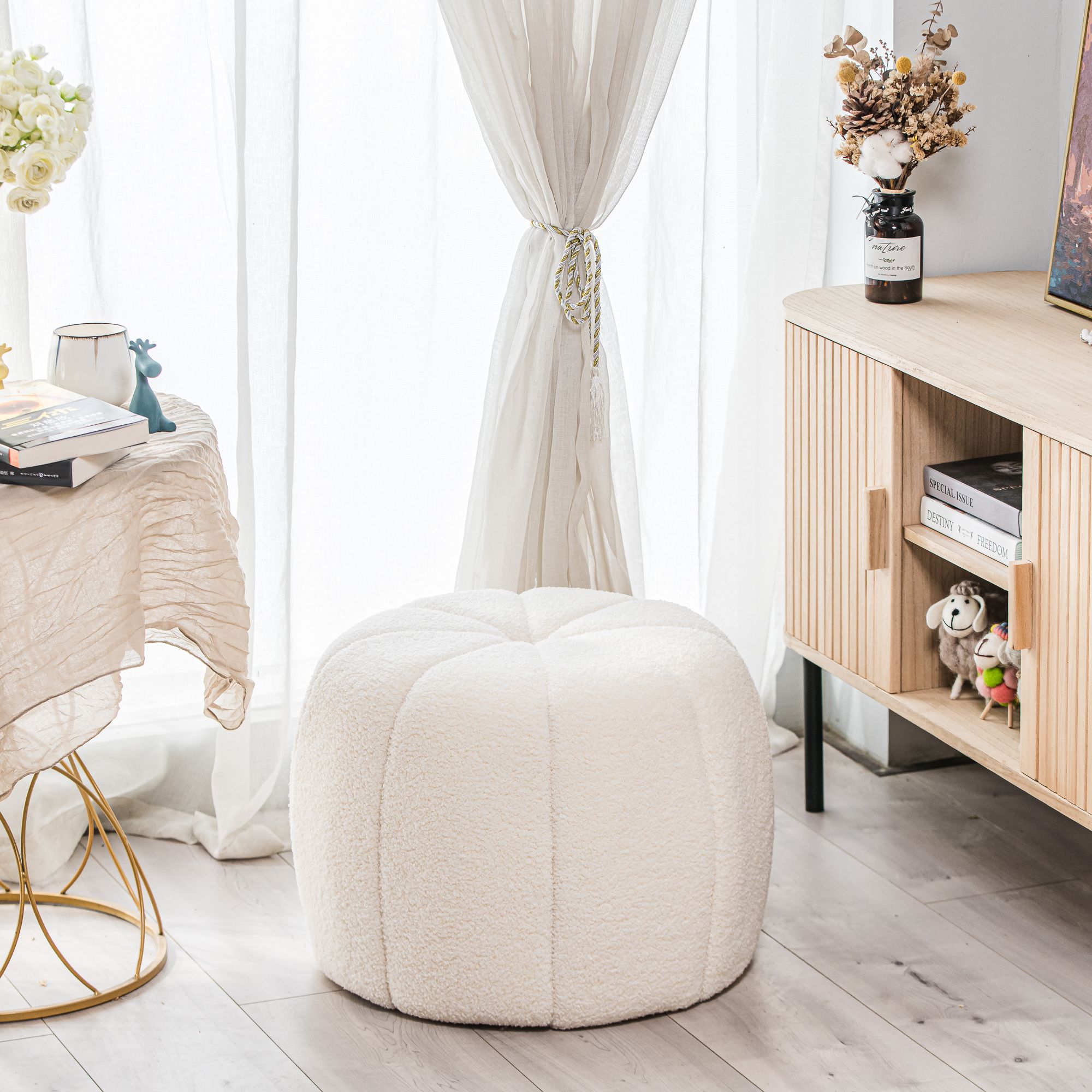Custom Barrel-Shaped Ottoman-Stylish Sofa Companion with Storage/Standard Options & Premium Fabric Choices