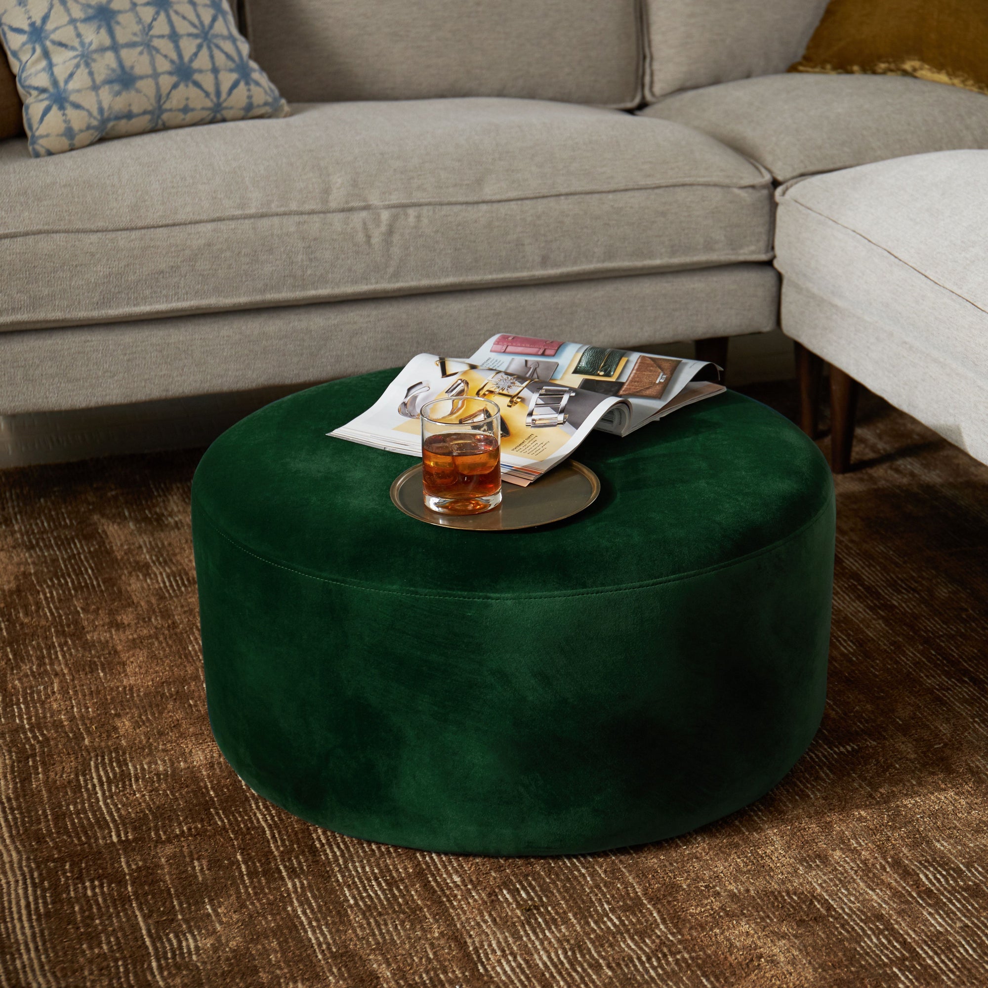 Custom Barrel-Shaped Ottoman-Stylish Sofa Companion with Storage/Standard Options & Premium Fabric Choices