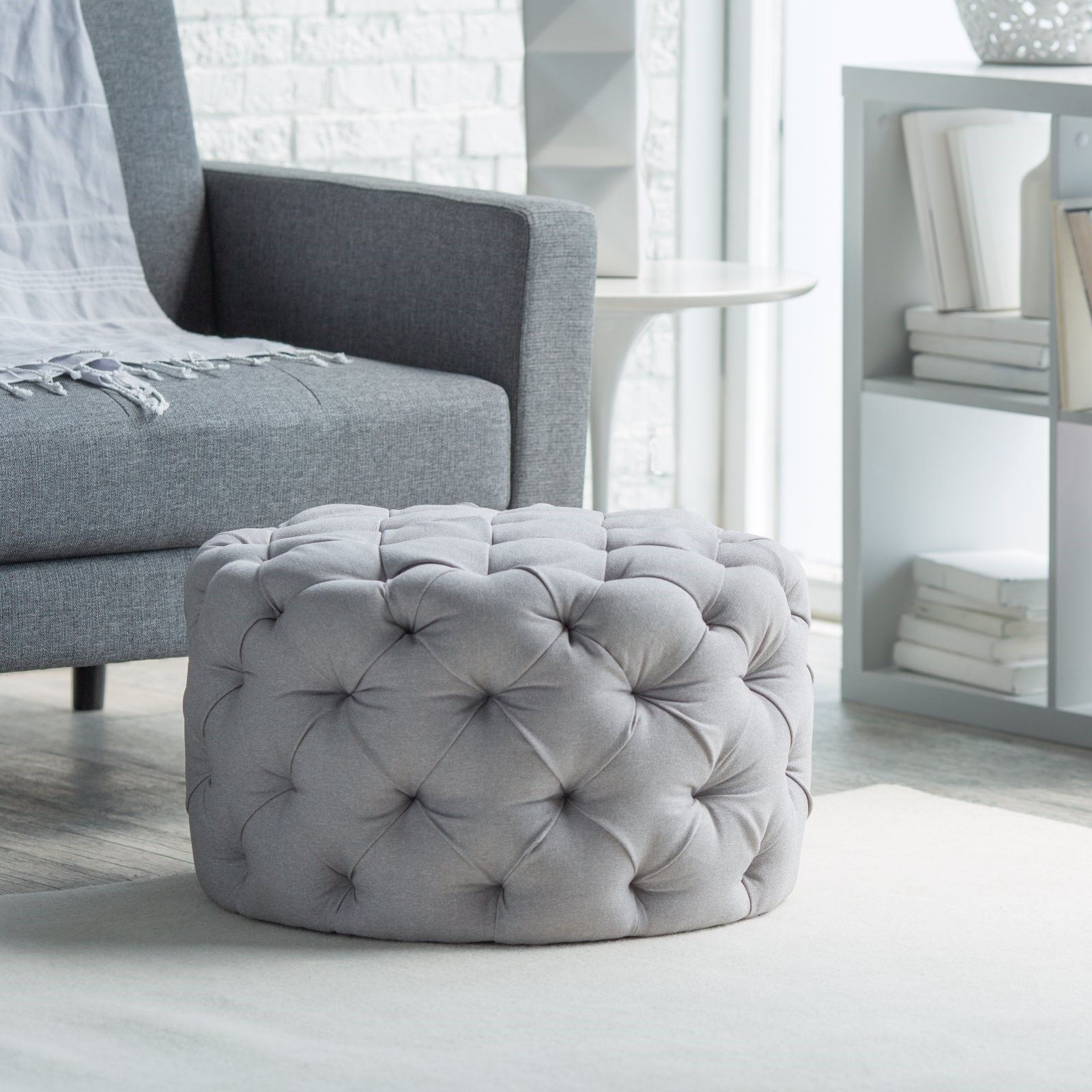 Custom Barrel-Shaped Ottoman-Stylish Sofa Companion with Storage/Standard Options & Premium Fabric Choices