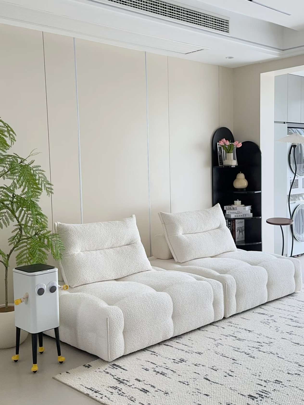 Modular Sectional Sofa Armless Square Couch Modern Single Free Combination Fleece Fabric