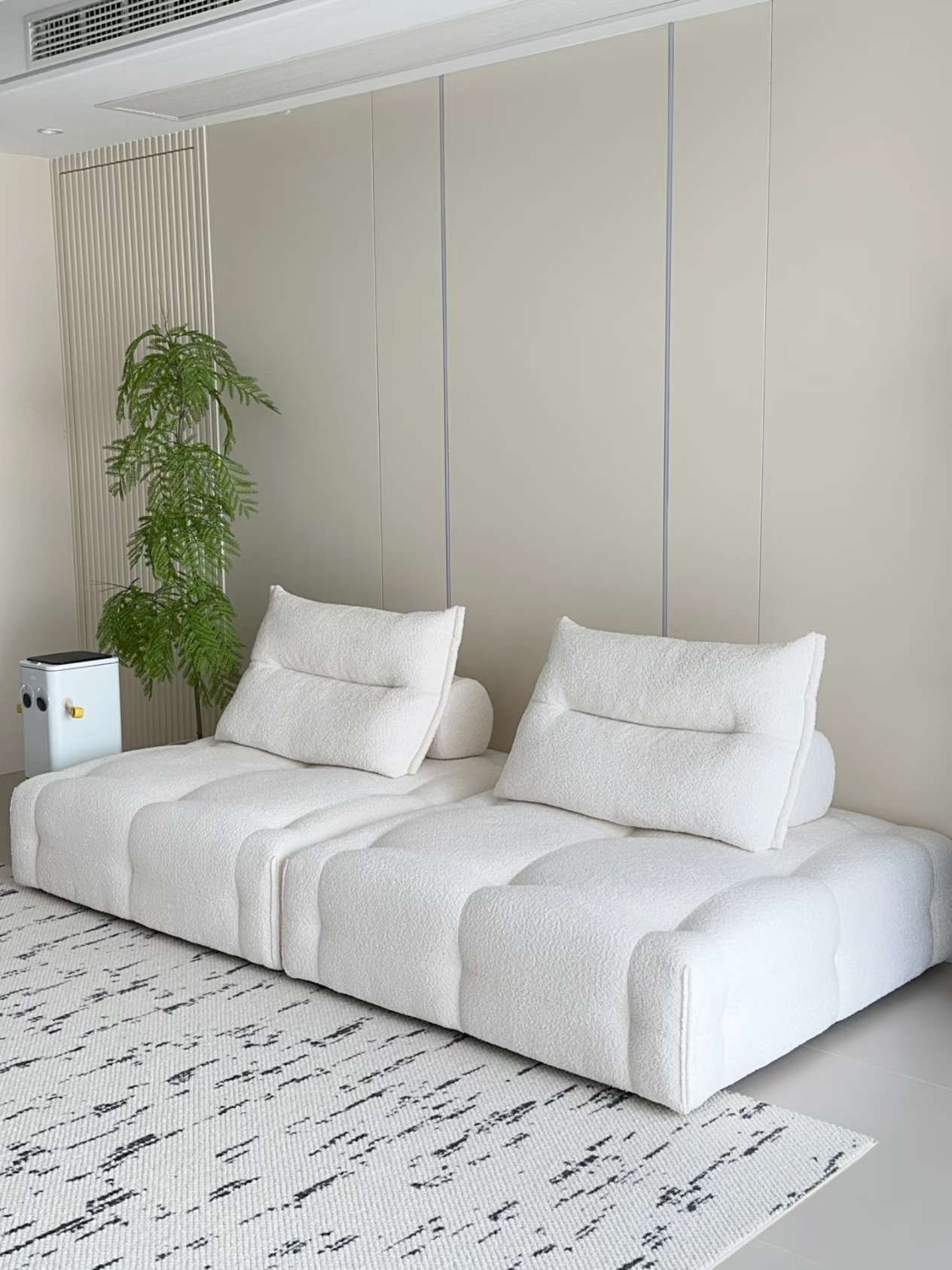 Modular Sectional Sofa Armless Square Couch Modern Single Free Combination Fleece Fabric