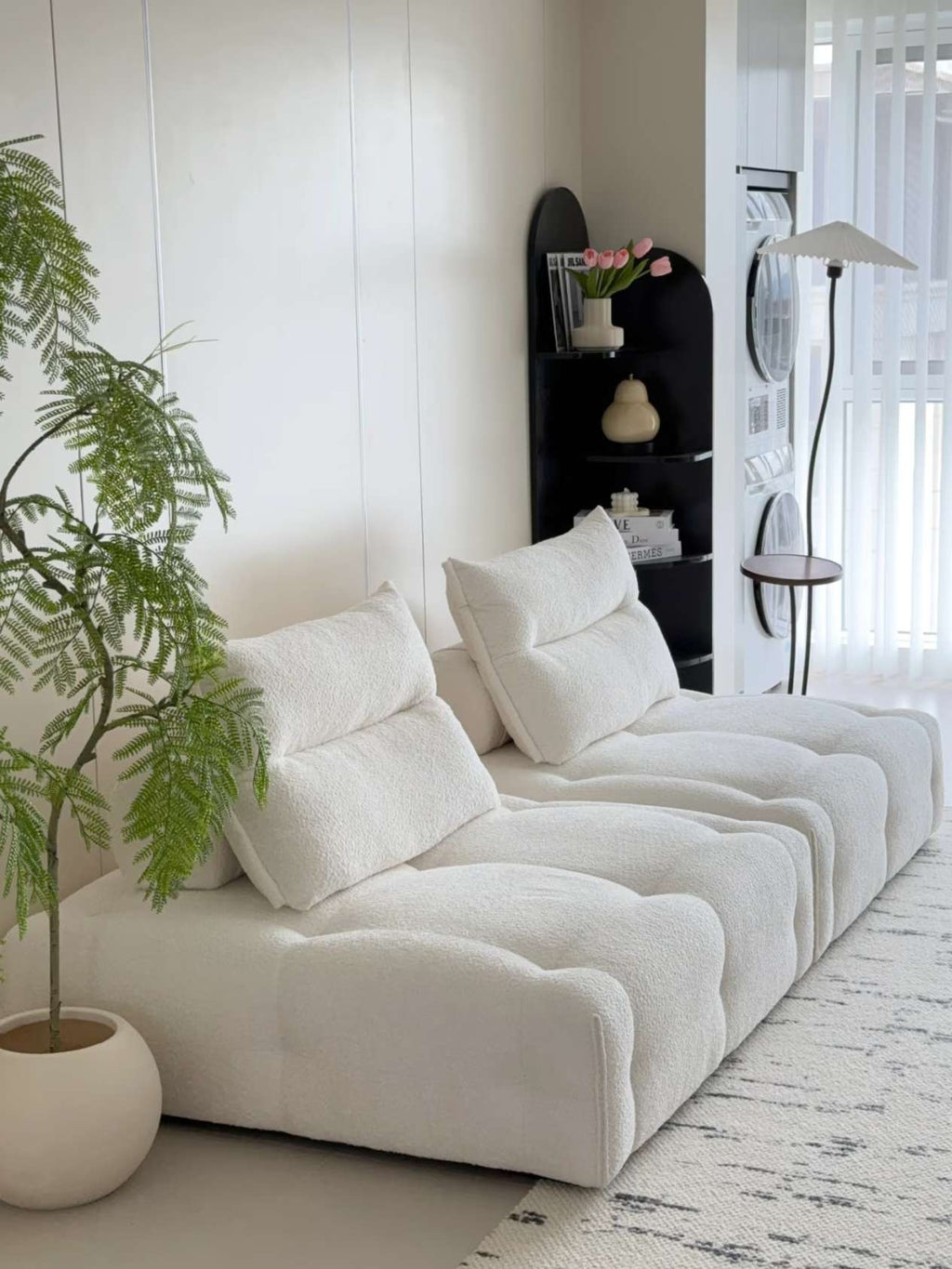 Modular Sectional Sofa Armless Square Couch Modern Single Free Combination Fleece Fabric
