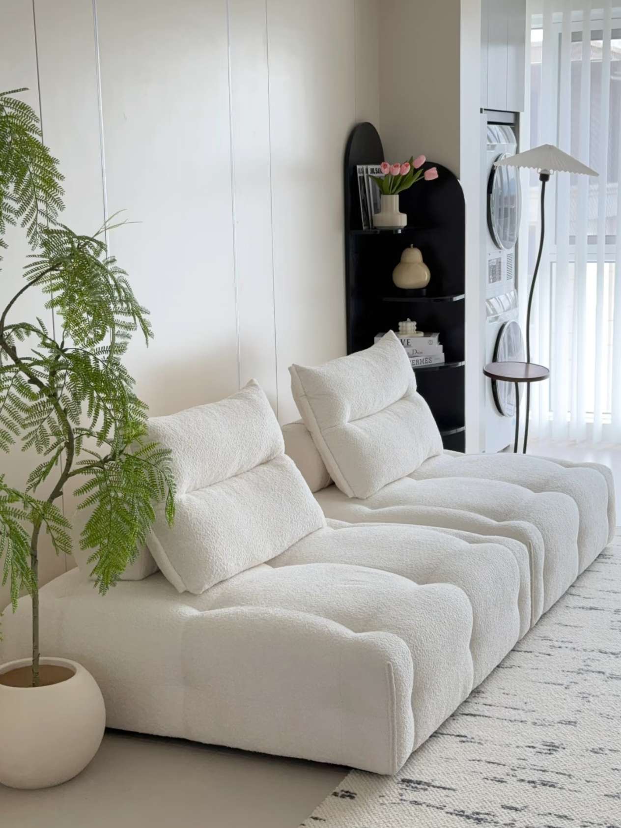 Modular Sectional Sofa Armless Square Couch Modern Single Free Combination Fleece Fabric