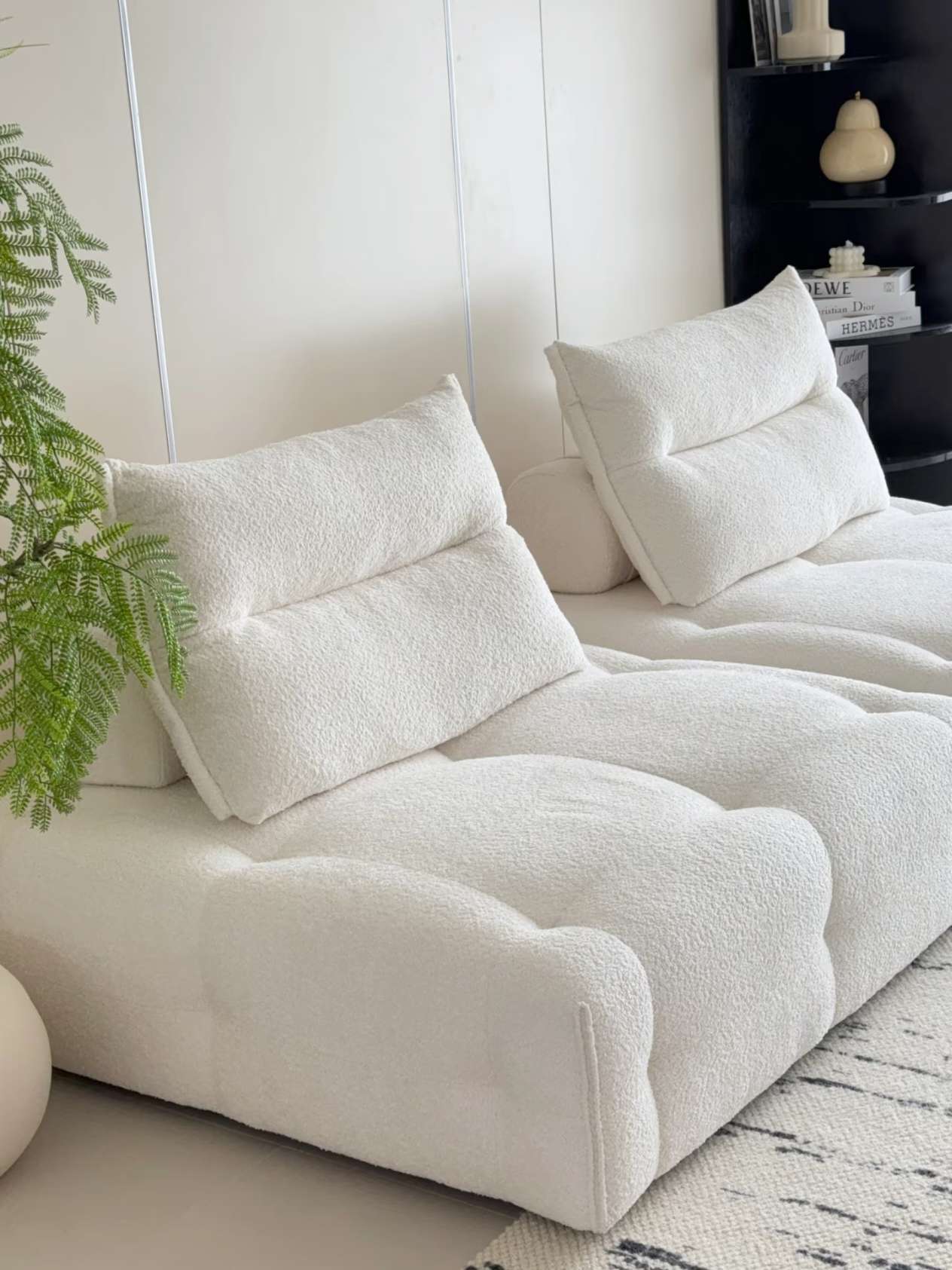 Modular Sectional Sofa Armless Square Couch Modern Single Free Combination Fleece Fabric